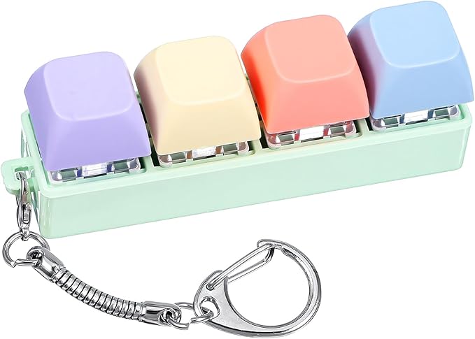 Mabor Fidget Keyboard Clicker, Keyboard Keychain of 4 Colors Decompression Keycap Button Stress Relief Gifts for Adult Women to Relief Stress Pass Time