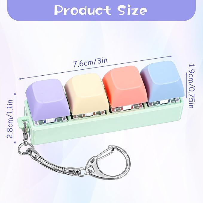 Mabor Fidget Keyboard Clicker, Keyboard Keychain of 4 Colors Decompression Keycap Button Stress Relief Gifts for Adult Women to Relief Stress Pass Time