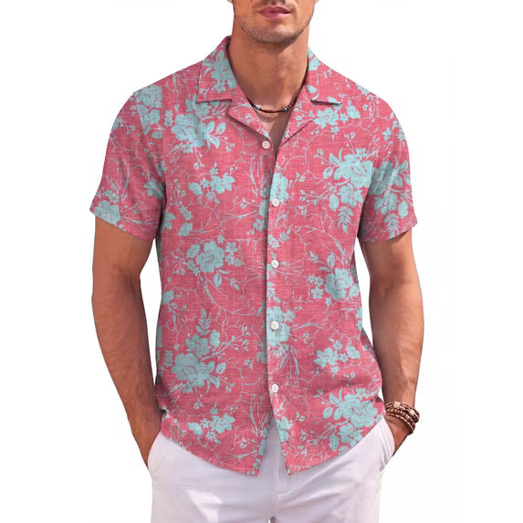 Men's Hawaiian Tropical Button Down Shirt