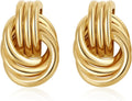 SHERLOVE Trendy Gold Plated Knot Earrings for Women Chunky Statement Drop Dangle Earrings Lightweight Hypoallergenic Fashion Accessories Gold Jewelry Gifts for Womens