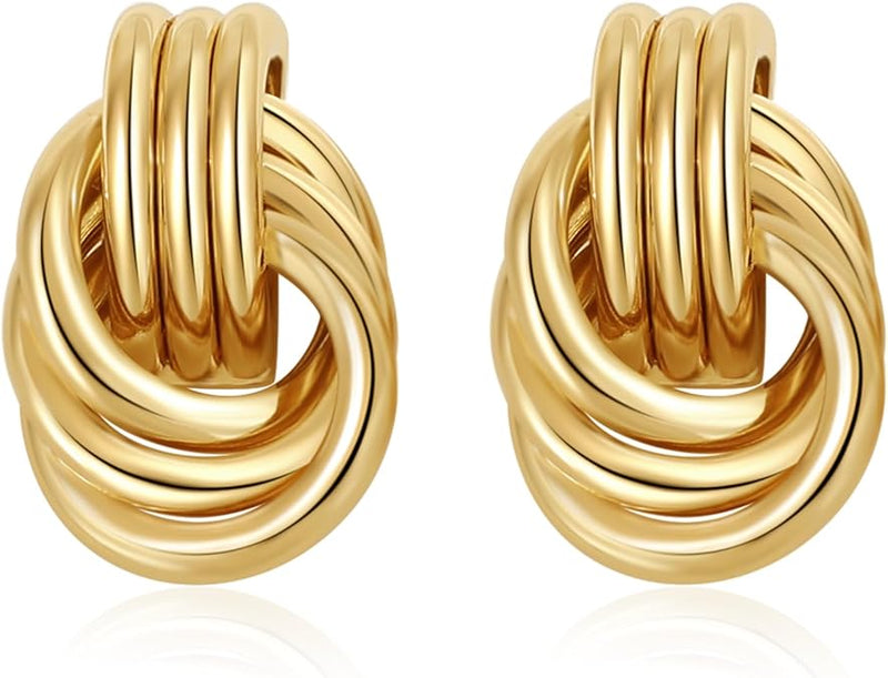 Gold Plated Knot Drop Earrings