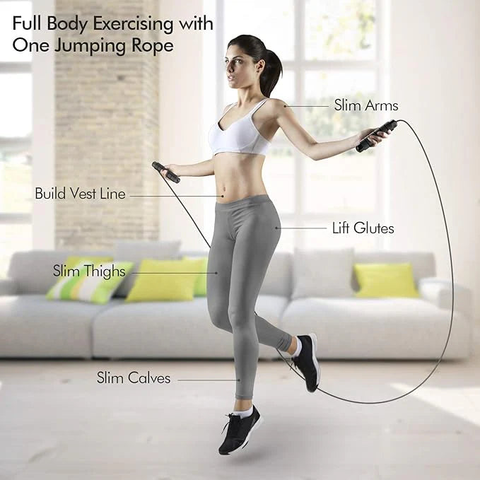 Jump Rope, Tangle-Free Rapid Speed Jumping Rope Cable with Ball Bearings for Women, Men & Kids, Adjustable Steel Jump Rope with Foam Handles for Home Gym Exercise Fitness Workout Equipment & Slim Body