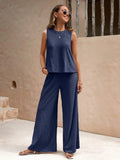 Solid Color Casual Loose Pants Sets For Women Elegant Spring Summer Women's Two Pieces Suit Full Trouser Set Female Outfit Clothes