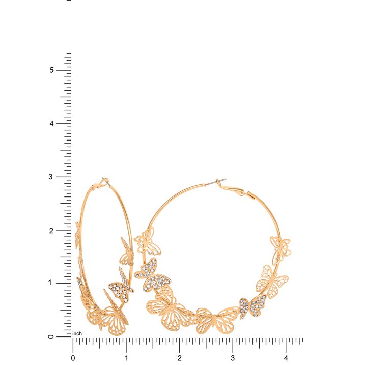 Gold Butterfly Hoop Earrings